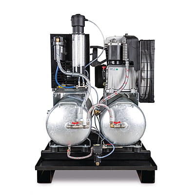 AIRCRAFT AIRPROFI DUO 853 / 2x100 / 10KK – Stationary Piston Compressor With 2X 100 Liter Compressed Air Tanks, Refrigerant Dryer, Fine Filter, Steam Trap And Conditioner