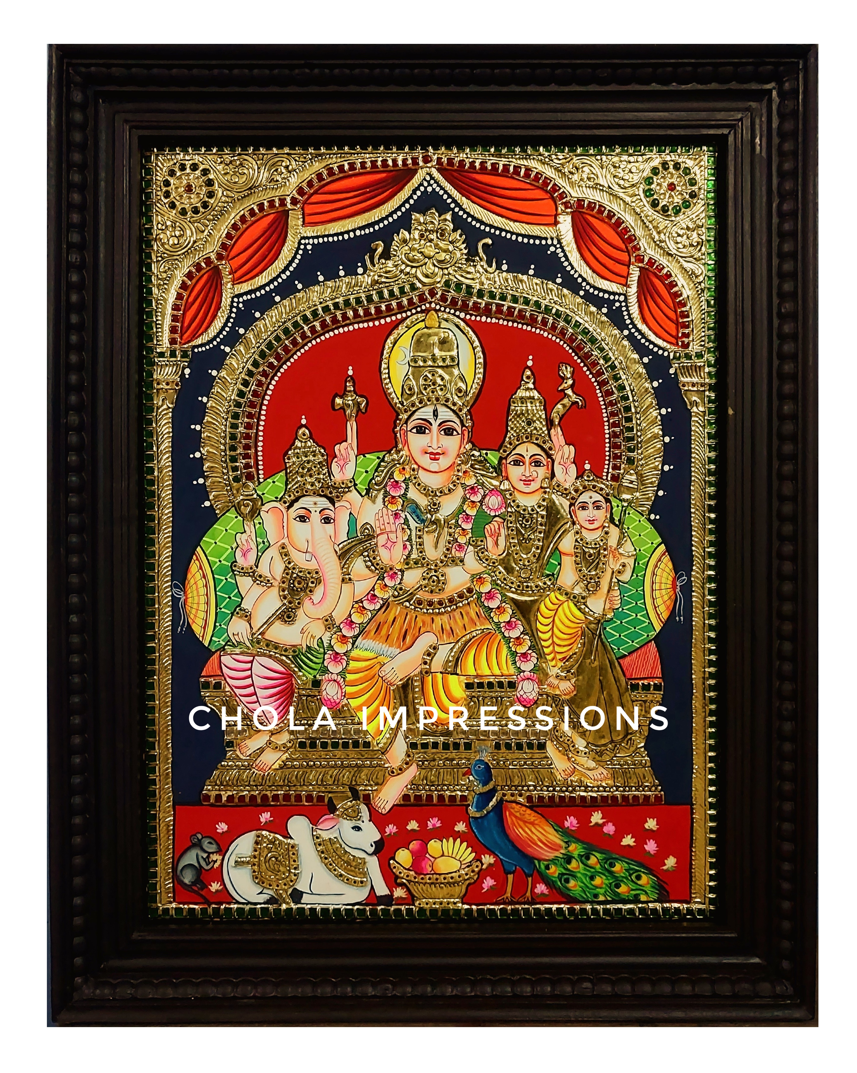 Shiva Family Tanjore Painting - Big Sizes