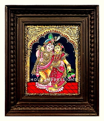 Traditional Standing Radha Krishna Tanjore Painting Traditional Standing Radha Krishna Tanjore Painting