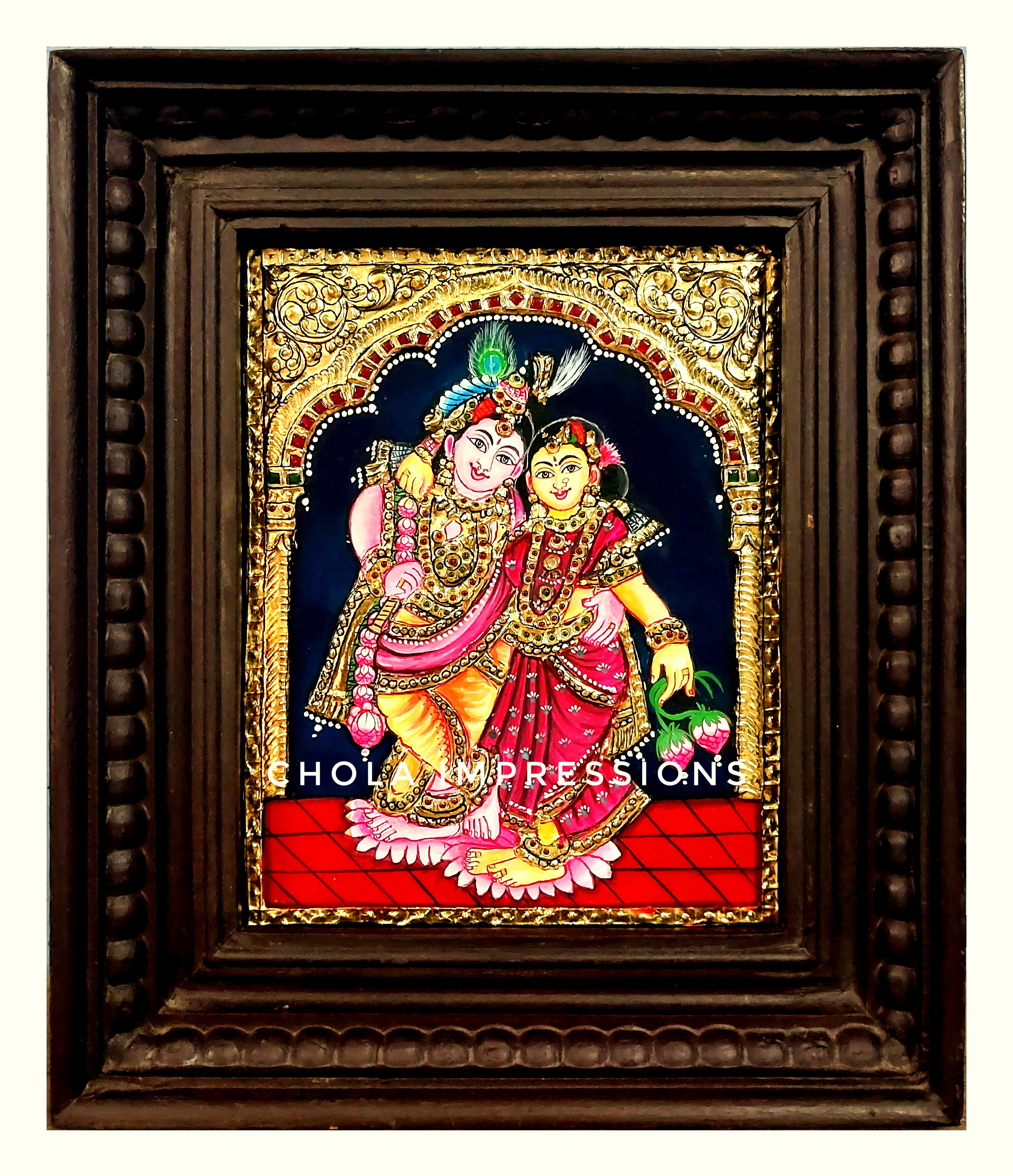 Traditional Standing Radha Krishna Tanjore Painting