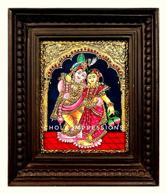 Traditional Standing Radha Krishna Tanjore Painting Traditional Standing Radha Krishna Tanjore Painting
