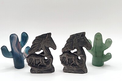 Silver Sheen Obsidian Horses