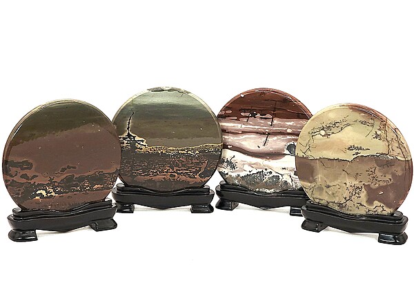 Picture Jasper Round Slabs with Stand