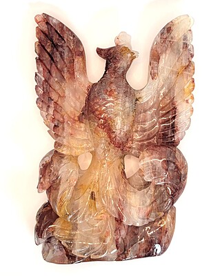 Hematoid Quartz Phoenix Carvings