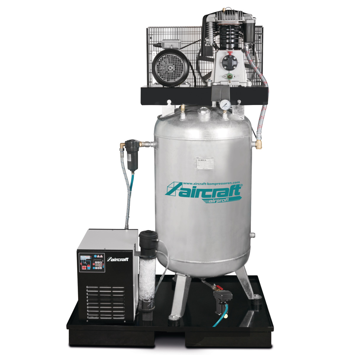 AIRCRAFT AIRPROFI 703/270/10 VKK – Stationary Piston Compressor With Refrigerant Dryer, Fine Filter, Condensate Conditioner For Oil-Water Separation And Automatic Steam Trap
