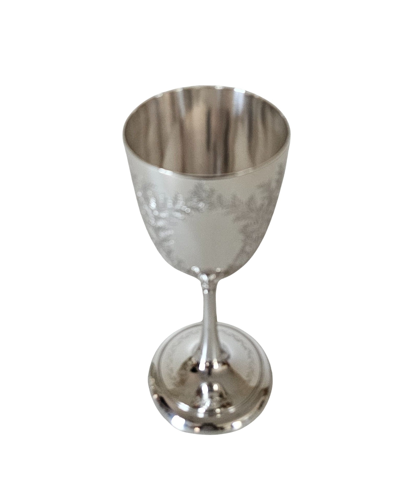 Engraved Goblet 6.5"h x 3.25"w English Silver Plate c.1875.SKU:ANT4348