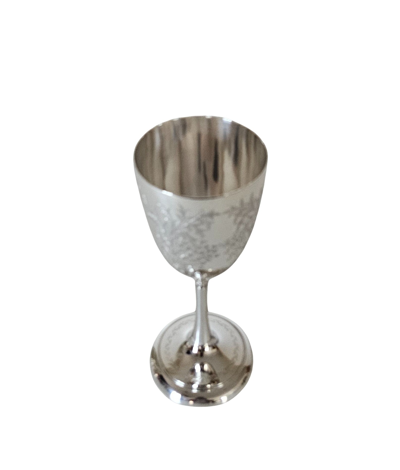 Engraved Goblet 6.5"h x 3.25"w English Silver Plate c.1875.SKU:ANT4348