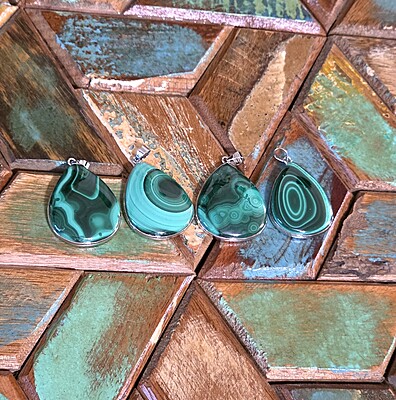 Malachite Tear Drop Pendants