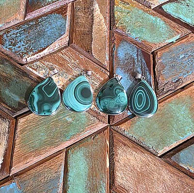 Malachite Tear Drop Pendants
