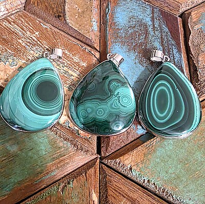 Malachite Tear Drop Pendants
