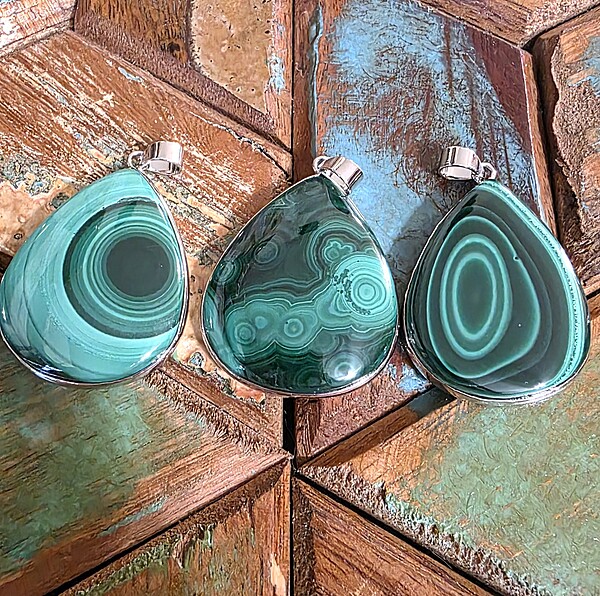 Malachite Tear Drop Pendants