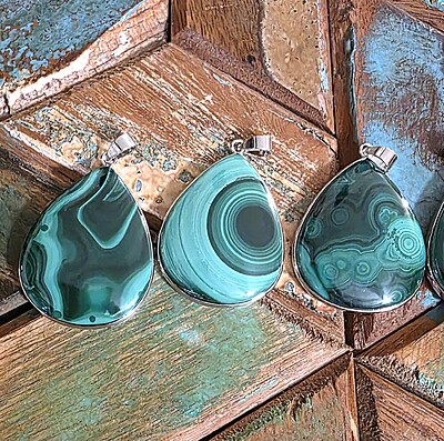 Malachite Tear Drop Pendants