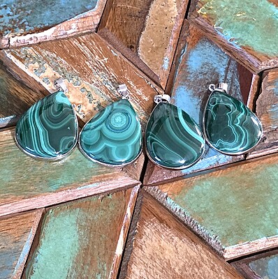 Malachite Tear Drop Pendants