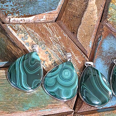 Malachite Tear Drop Pendants