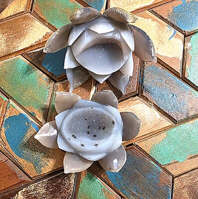 Agate Geode Lotus Carvings Agate Geode Lotus Carvings