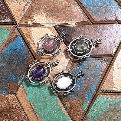 Spinning Oval Gemstone Pendants- 7 Varieties!