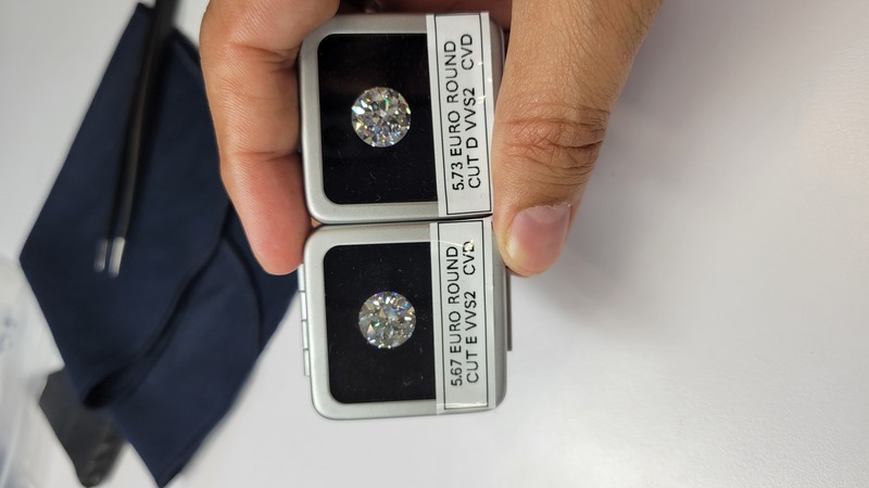 11ct pair of Old Euro cut Lab Diamonds for Earrings