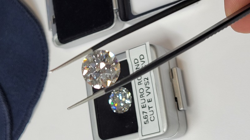 11ct pair of Old Euro cut Lab Diamonds for Earrings