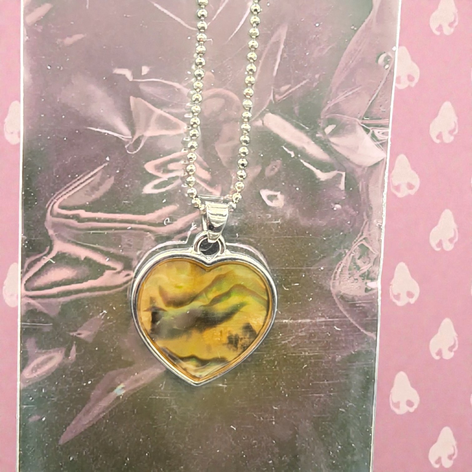 Heart Paua Shell Pendant Necklace
