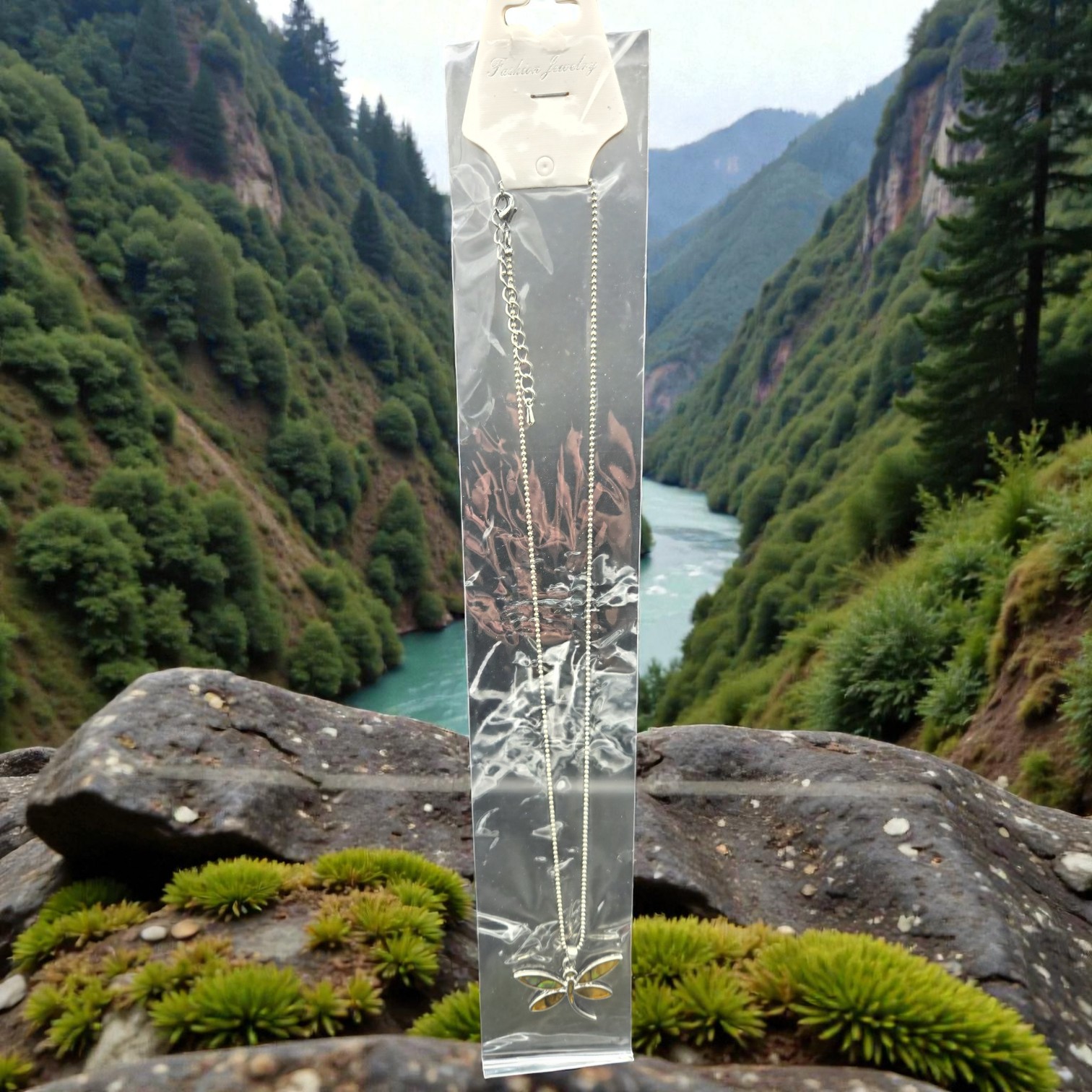 Dragonfly Paua Shell Pendant Necklace