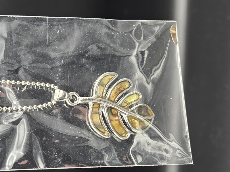 Monstera Leaf Paua Shell Pendant Necklace