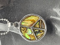 Peace Sign Paua Shell Pendant Necklace