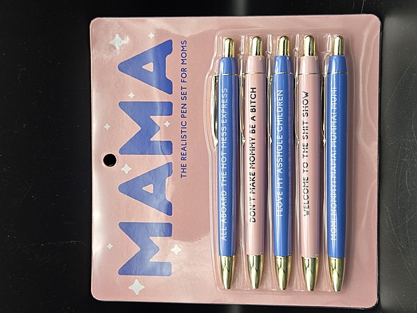 Mama Pen Set, The Realistic Pen Set for Moms (5-Pack, Black Ink)