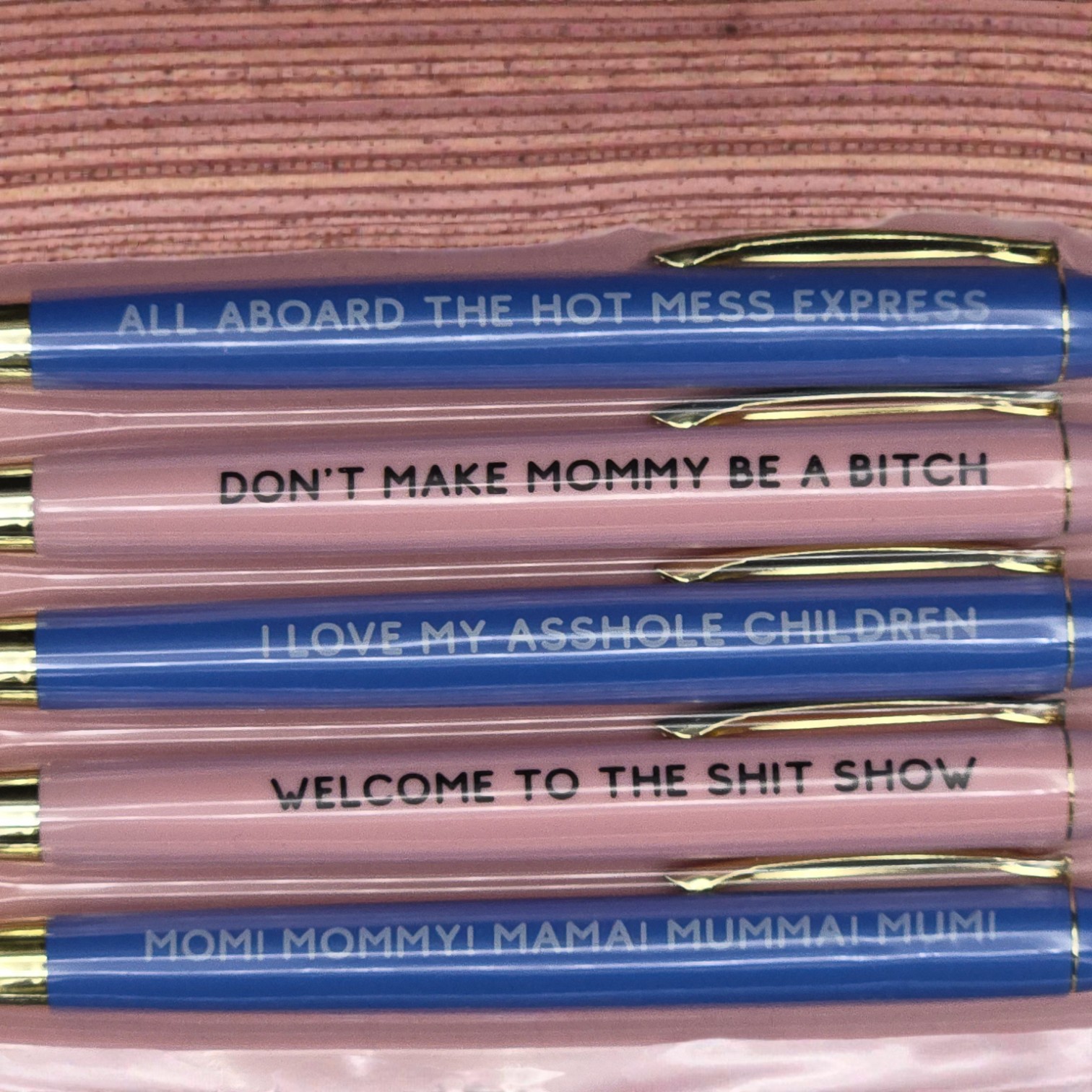 Mama Pen Set, The Realistic Pen Set for Moms (5-Pack, Black Ink)