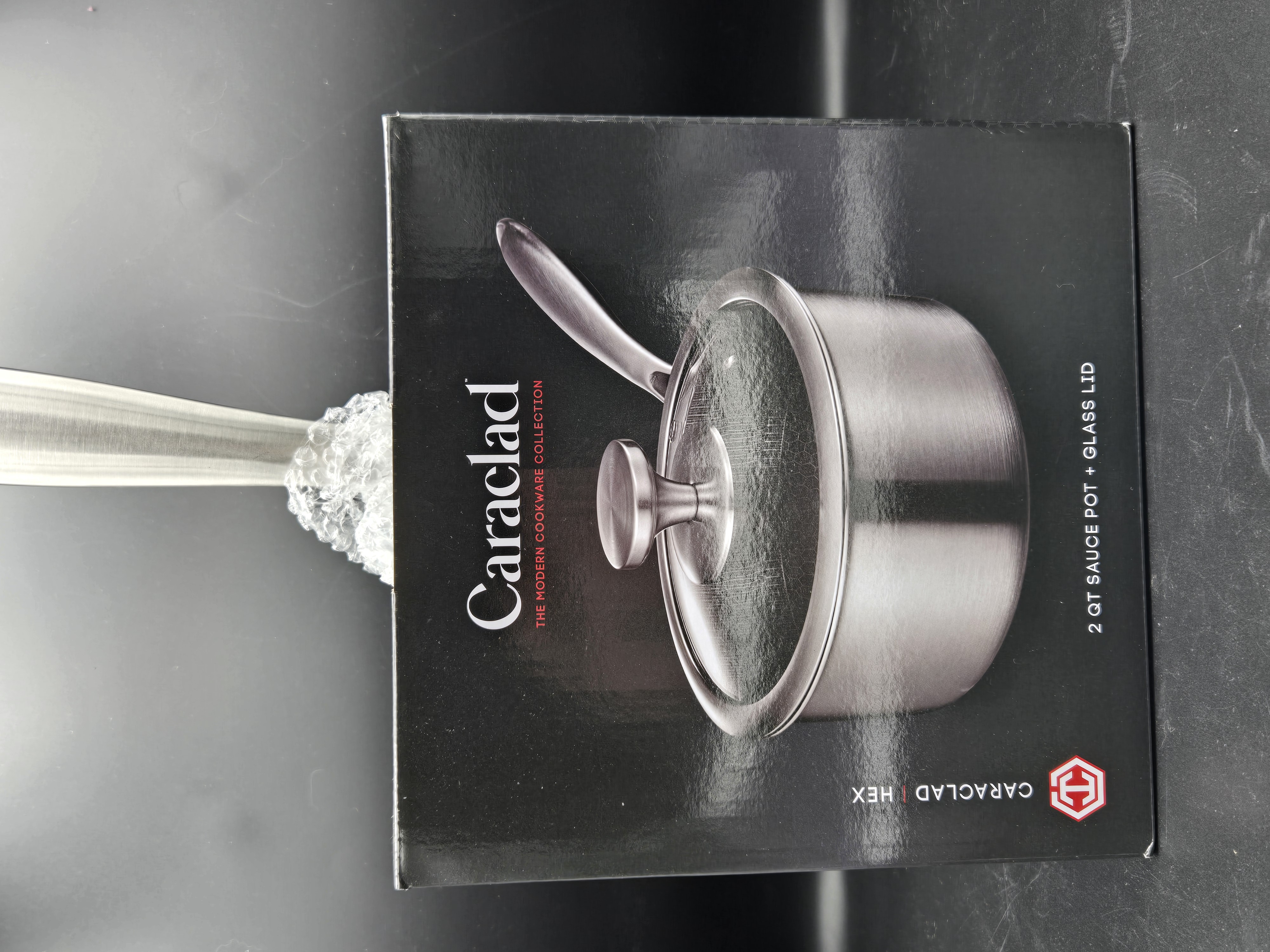 Caraclad HEX 2 QT Sauce Pot with Glass Lid, Private Label Exclusive