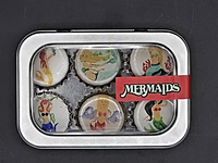 Upcycled Mermaid Bottle Cap Magnets – Set of 6