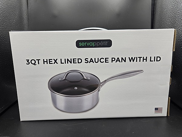 Servappétit 3QT HEX Lined Sauce Pan with Lid, Private Label Exclusive