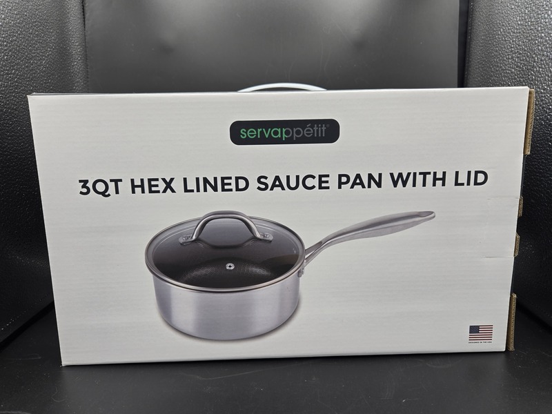 Servappétit 3QT HEX Lined Sauté Pan with Lid, Private Label Exclusive