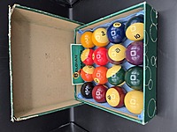 Vintage Belgian Aramith Striped Pool Balls, 2¼" Set