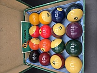 Vintage Belgian Aramith Striped Pool Balls, 2¼" Set