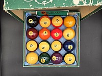 Vintage Belgian Aramith Striped Pool Balls, 2¼" Set