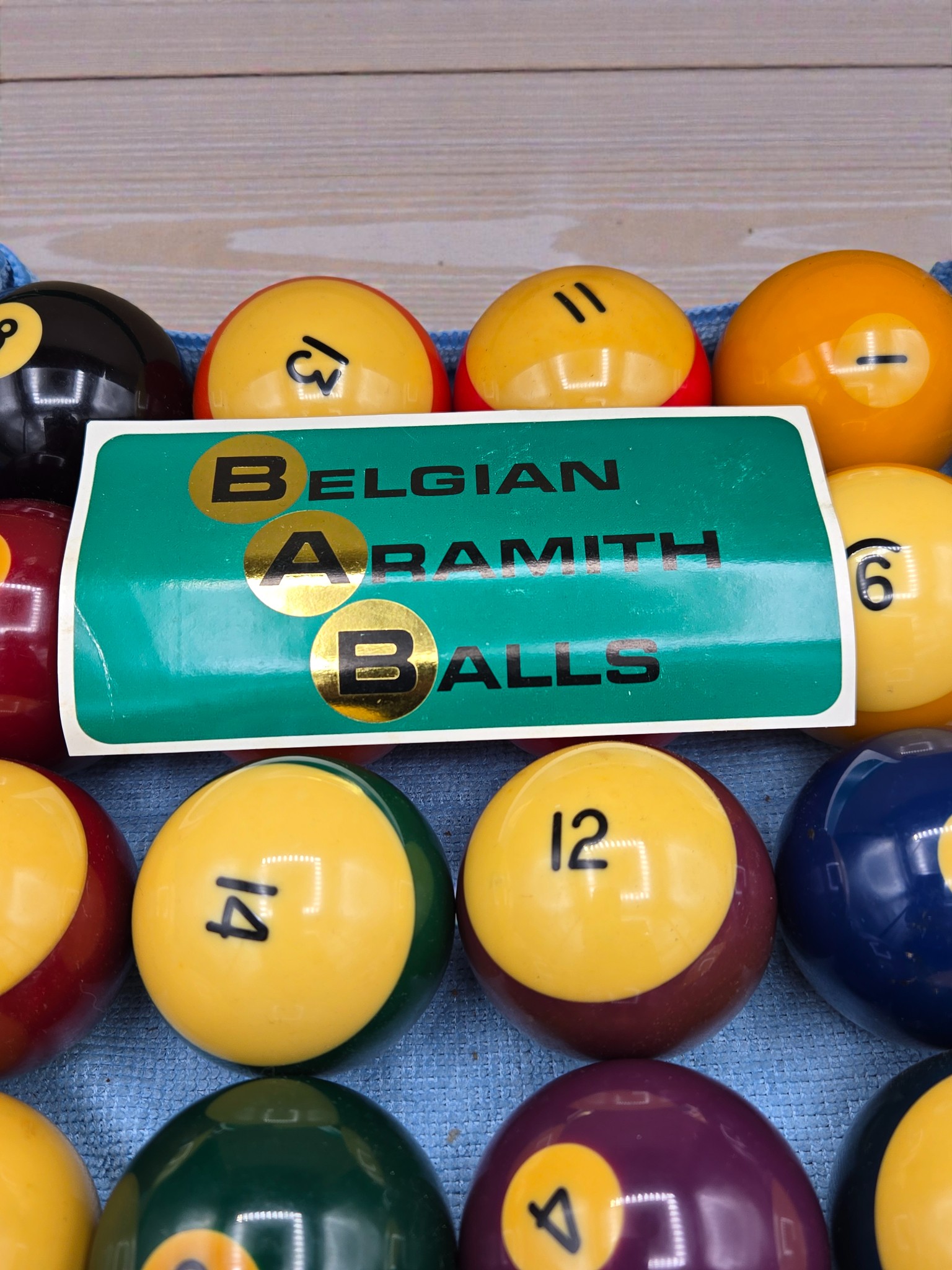 Vintage Belgian Aramith Striped Pool Balls, 2¼" Set