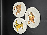 Vintage 1980s Garfield Glitter Wall Plaque Set, Handmade Plaster Art