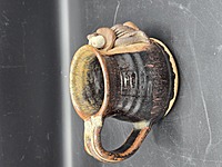 Vintage Handmade Stoneware Ugly Face Mug, 1980s Folk Pottery