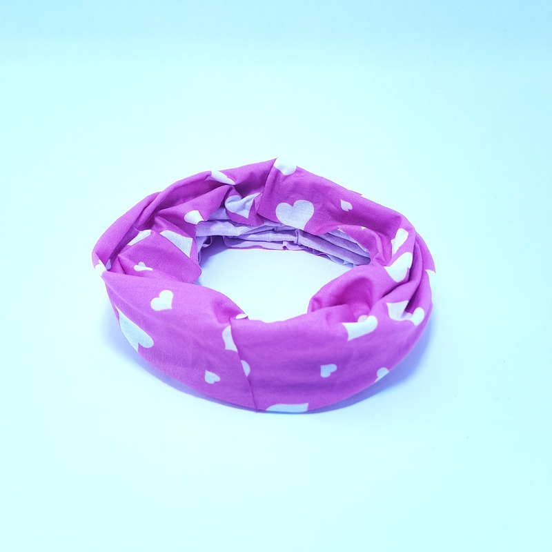 Pink Buff with White Hearts