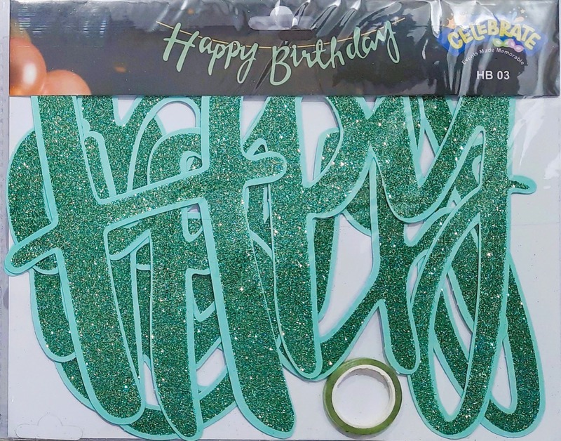 Glitter Happy Birthday Banner – Cursive Green