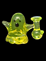 Uranium Green Borosilicate Glass Ghost with Bong Figurine