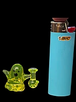 Uranium Green Borosilicate Glass Ghost with Bong Figurine