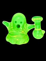 Uranium Green Borosilicate Glass Ghost with Bong Figurine