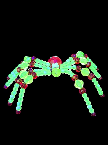 Handmade Uranium Glass Spider Figurine with Red Beads