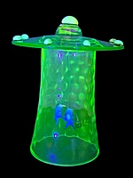 Handmade Uranium Glass UFO Cow Abduction Figurine