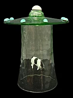 Handmade Uranium Glass UFO Cow Abduction Figurine