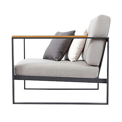 Modern Outdoor Lounge Chair | Grey Fabric & Metal Frame Patio Seating