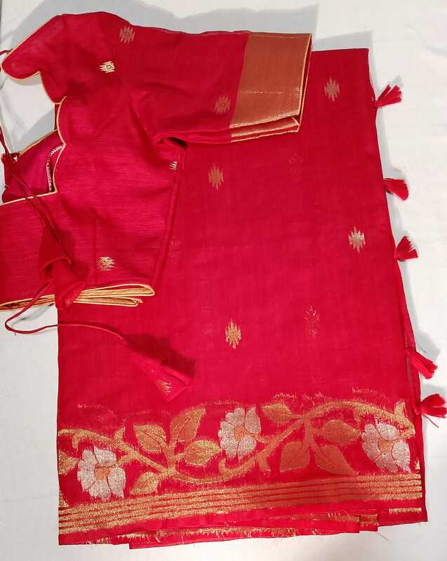 J128: Ready To Ship Beautiful Saree With Stitched Blouse