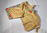 K036: Ready To Ship Beautiful Raw Silk Gold Work Blouse