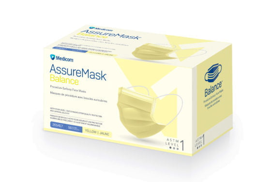 Medicom AssureMask Balance - Level 1 ,2 , 3 - Box of 50 *Yellow* Medicom AssureMask Balance - Level 1 ,2 , 3 - Box of 50 *Yellow*